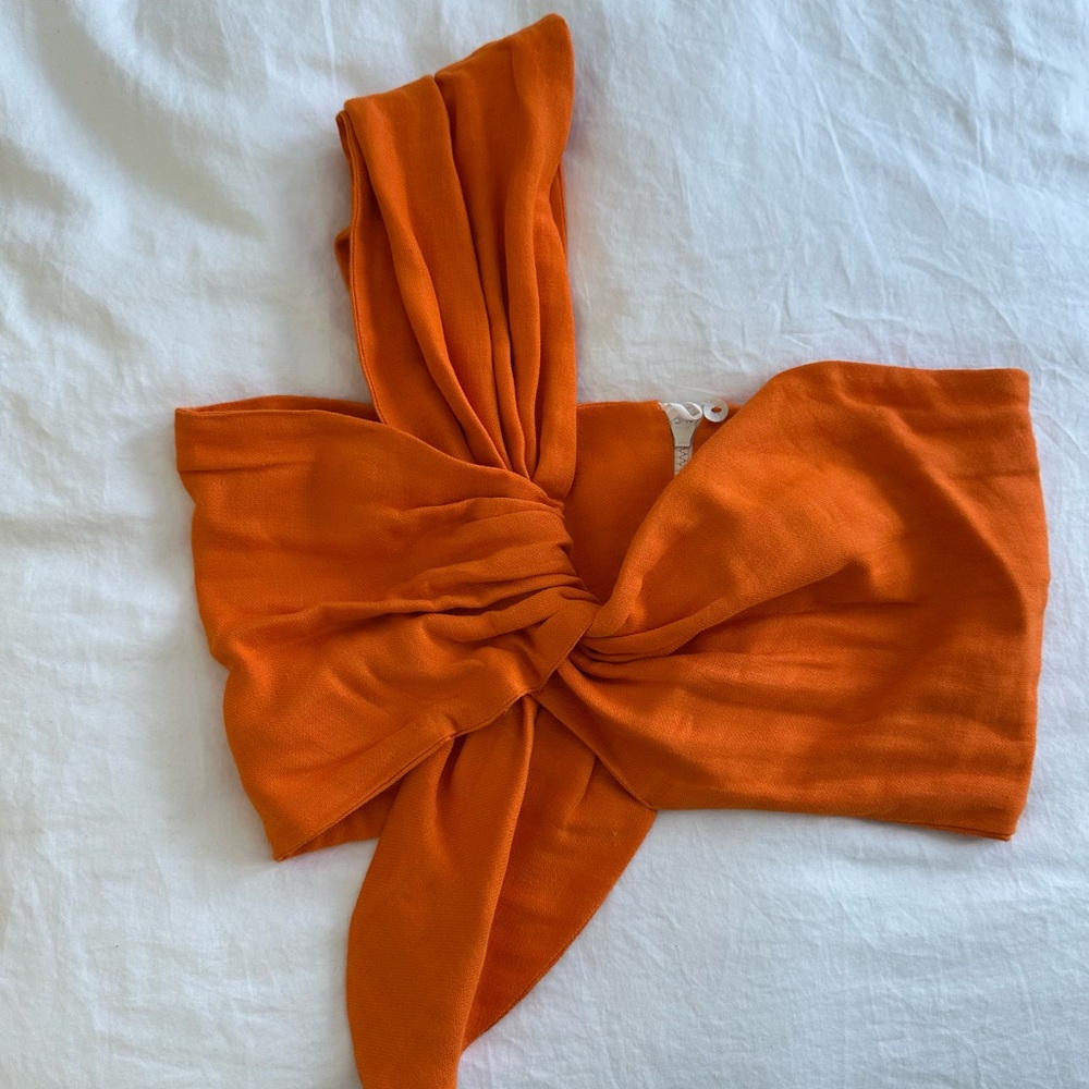 Orange Twist Front Crop Top